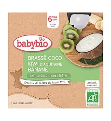 Babybio Desiata s kokosovým mliekom kiwi a banán 4 x 85 g