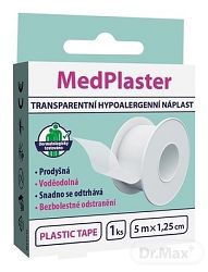MedPlaster Plastic tape náplasť 5 m x 1,25 cm fixačná, hypoalergénna, cievka