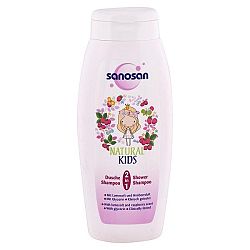 SANOSAN detský sprchový gél a šampón pre dievčatá Vôňa maliny 250 ml
