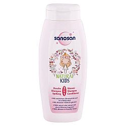 SANOSAN detský sprchový gél, šampón a kondicionér pre dievčatá Vôňa čerešne 250 ml